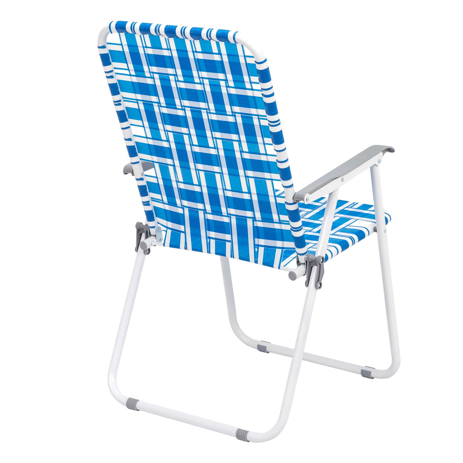 2pcs Folding Beach Chair, Heavy Duty Steel Frame PP Webbing, 120kg Load Capacity, Blue White Stripe Portable Beach Chair view 12