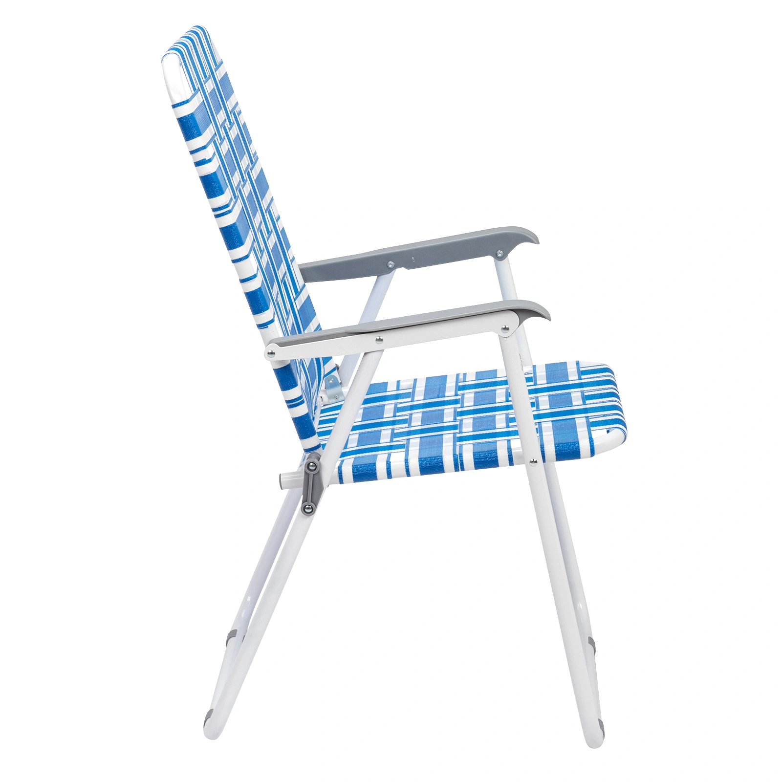 2pcs Folding Beach Chair, Heavy Duty Steel Frame PP Webbing, 120kg Load Capacity, Blue White Stripe Portable Beach Chair view 14