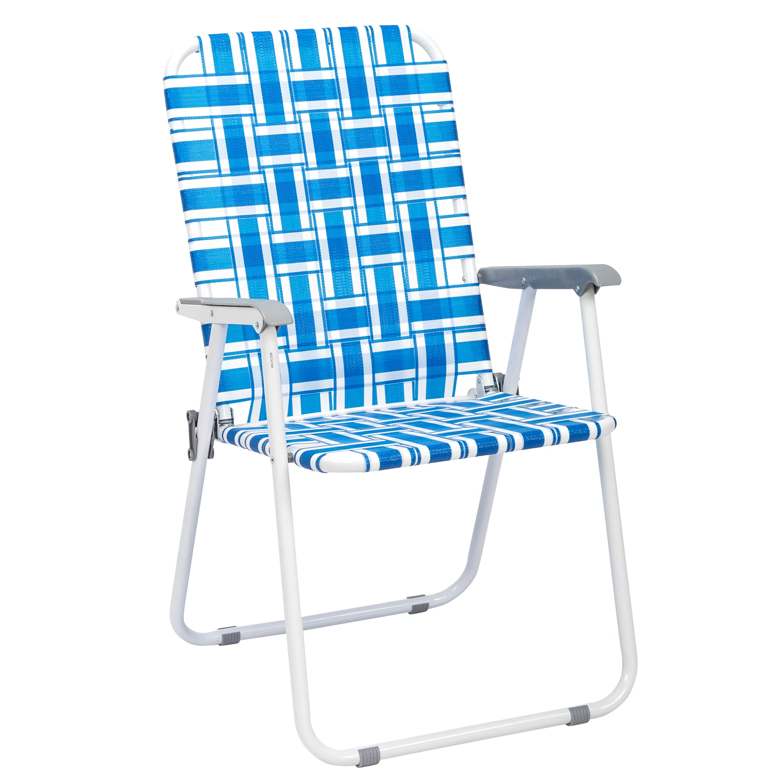 2pcs Folding Beach Chair, Heavy Duty Steel Frame PP Webbing, 120kg Load Capacity, Blue White Stripe Portable Beach Chair view 15