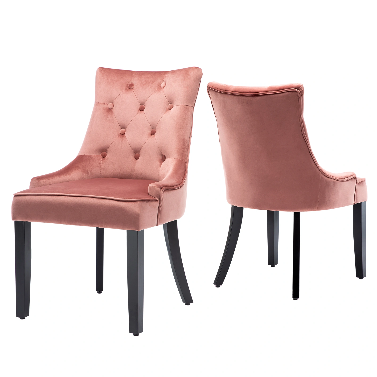 Set of 2 Fabric Velvet Dining Chairs - Upholstered Accent Chairs for Living Room, Bedroom, Entryway