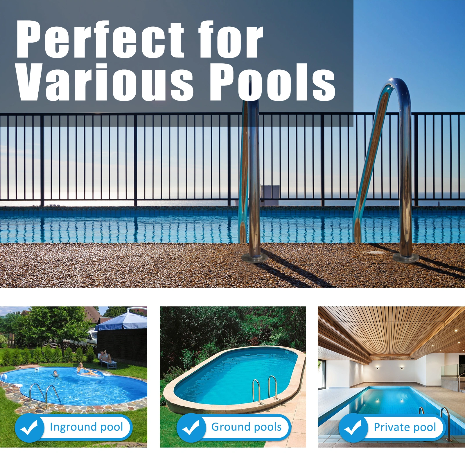 5 Step Stainless Steel Pool Ladder for Inground Pools, Anti-Slip Plastic Pool Steps, Heavy Duty Pool Stairs with Handrail, Easy Assembly view 2