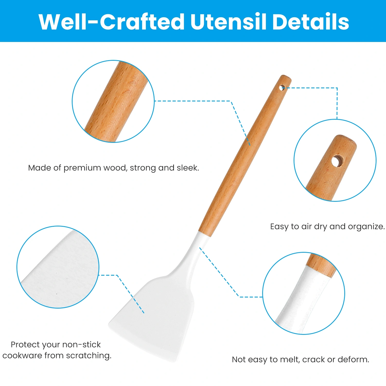 35 Piece Kitchen Utensils Set with Holder, Silicone Cooking Utensils Spatula Turner Spoons Egg Whisk Separator for Baking Cooking view 8