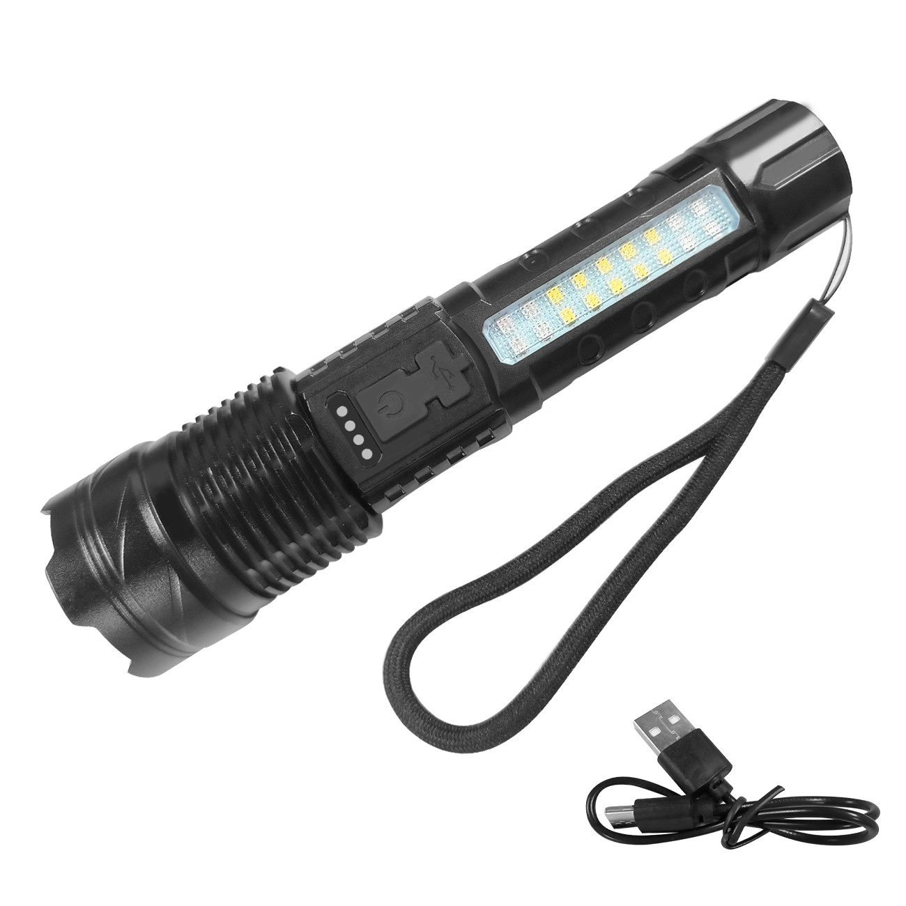 2 Pack USB Rechargeable LED Flashlight, Adjustable Focus, Camping Hiking Outdoor Work Light view 2