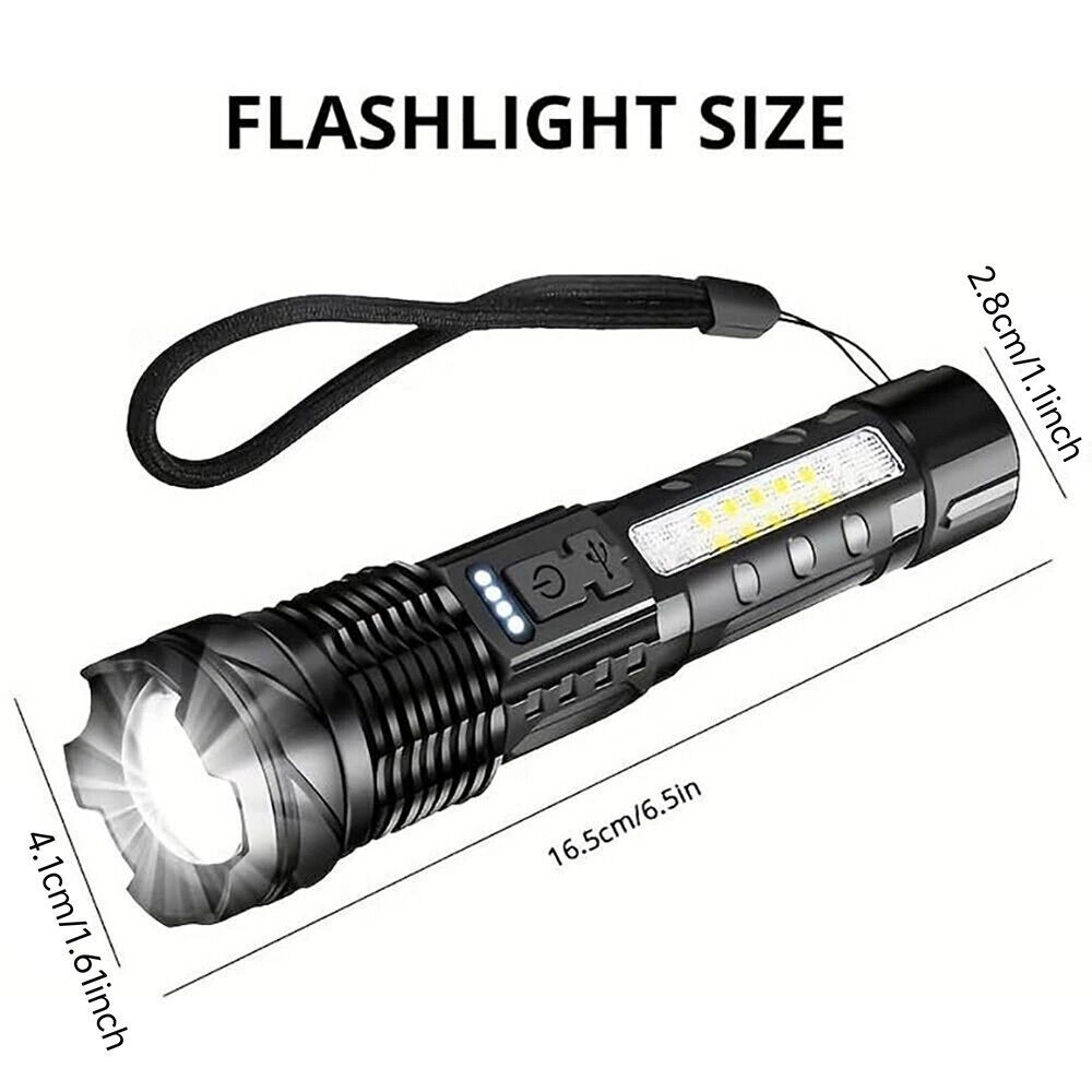 2 Pack USB Rechargeable LED Flashlight, Adjustable Focus, Camping Hiking Outdoor Work Light view 3
