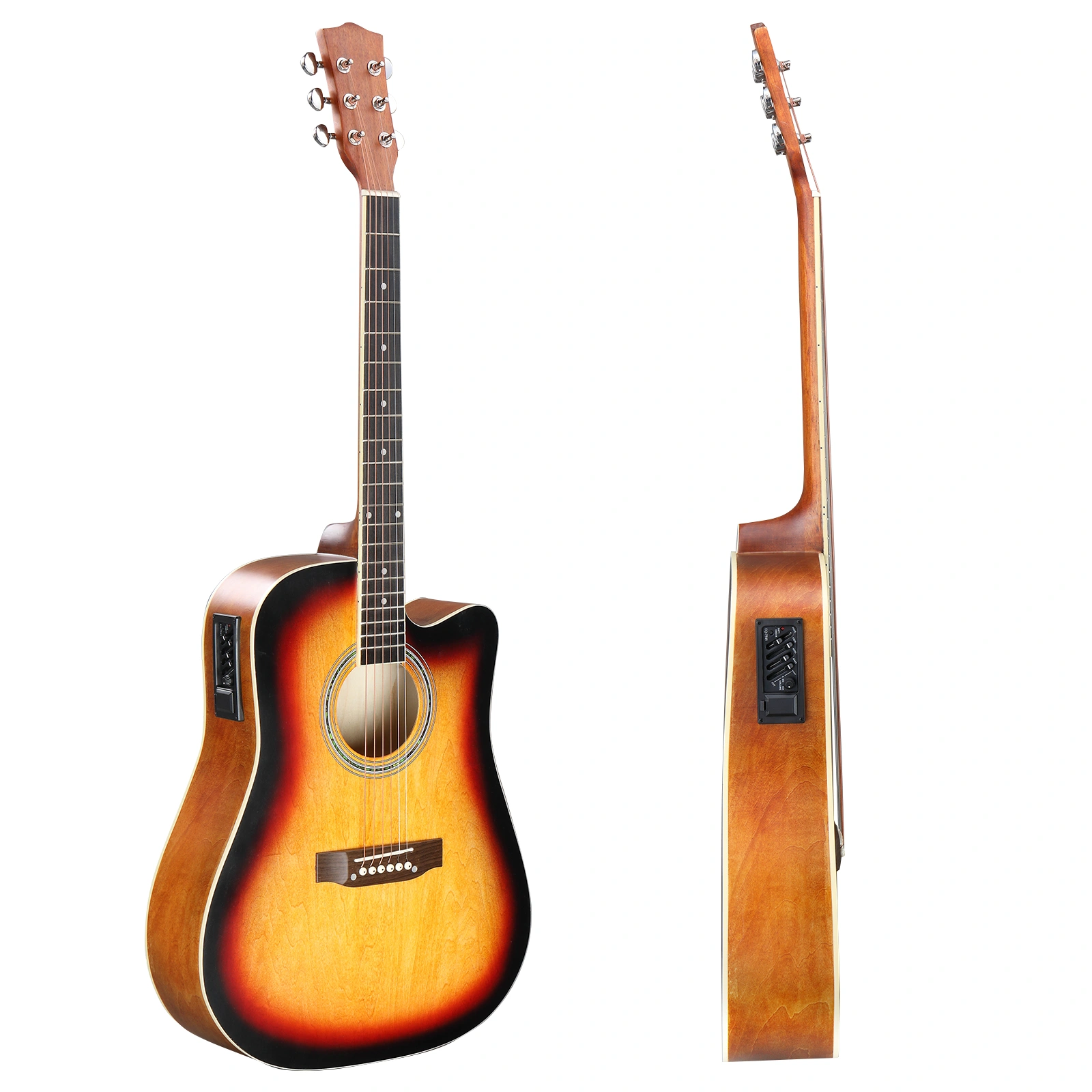 KMA101 41" Folk Guitar, Basswood Body Matte Edging, Sunset Finish, includes 10W Amp, Bag, Tuner & Accessories view 3