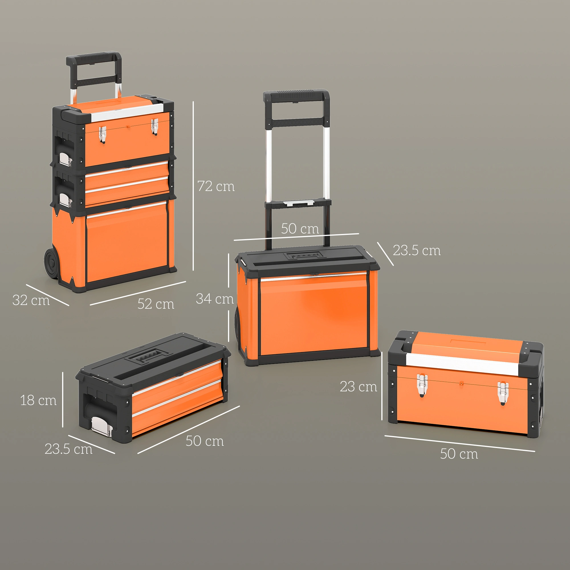 Industrial Metal Tool Box, Heavy Duty Steel Storage Chest with Secure Lock Lid, Large Capacity Organized Workbox for Garage, Auto & Workshop Use view 2