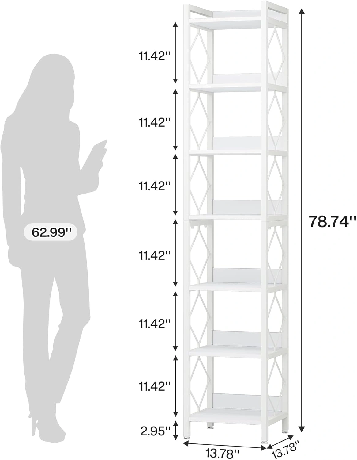 Modern Bookshelf Storage Cabinet, 5-Tier Open Bookcase Shelf Organizer for Living Room Bedroom Home Office, Easy Assembly Wooden Display Rack view 2