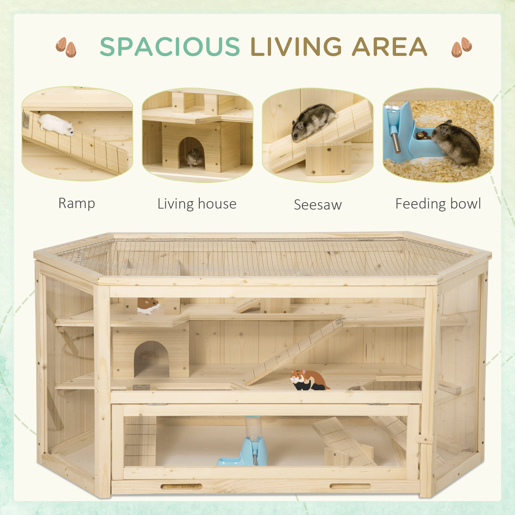 Hamster Cage Pet Cage with Accessories - Spacious Small Animal Habitat for Hamsters Guinea Pigs view 3