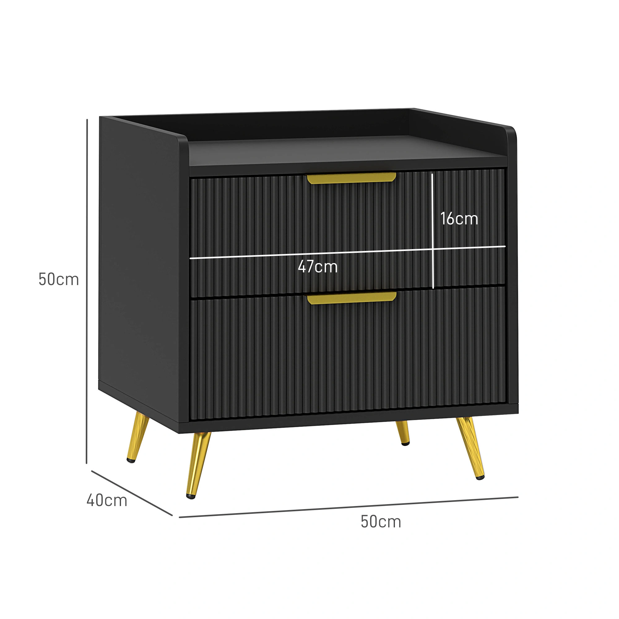 Set of 2 Modern Bedside Tables, Compact Nightstands with Storage Shelf for Bedroom, Living Room & Entryway view 2