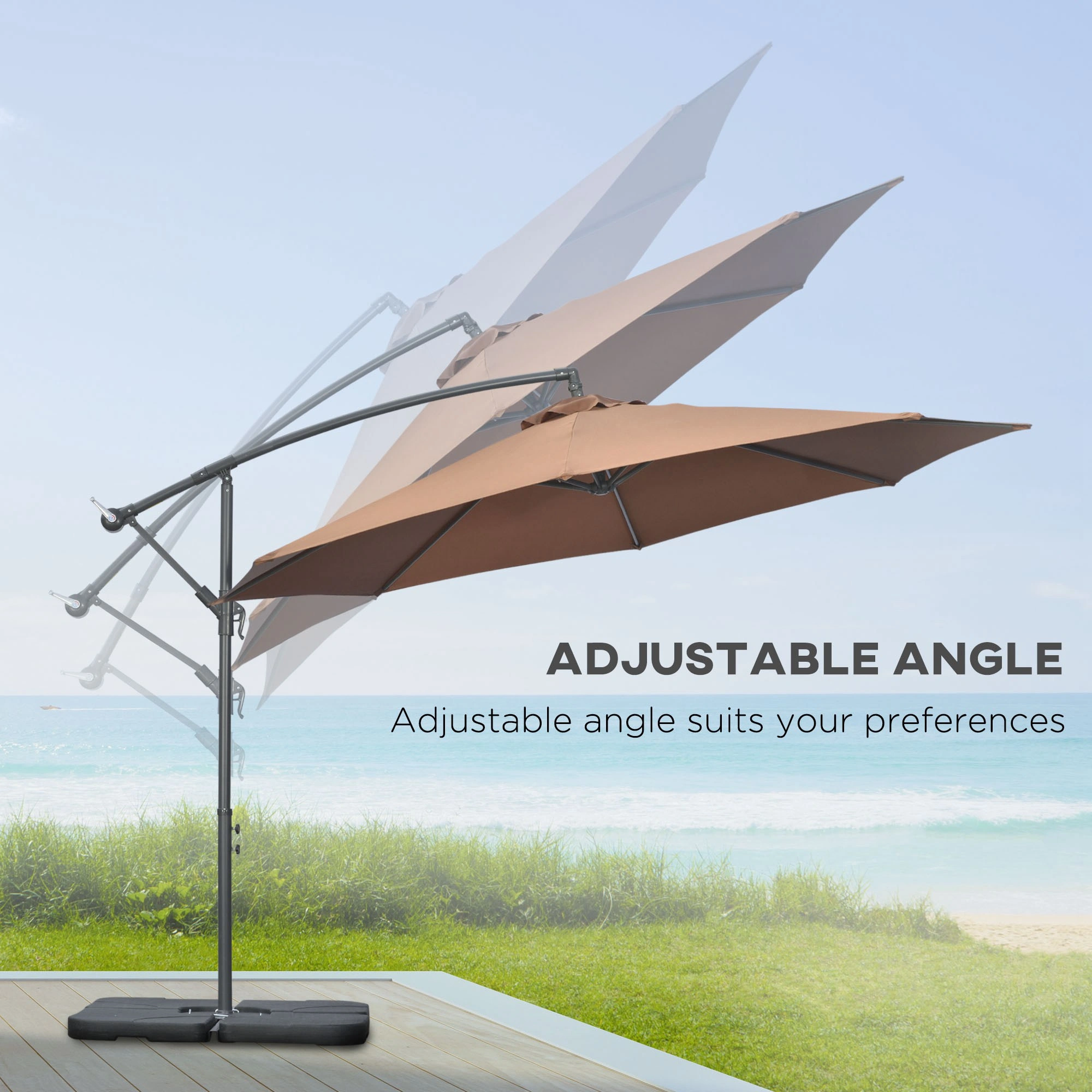 8ft Patio Umbrella - Outdoor Table Umbrella with Crochet Lace Canopy, Tilt Function, UV Protection for Garden, Deck, Poolside