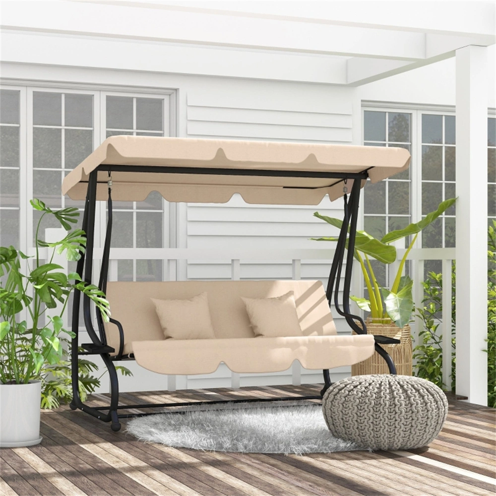 Outdoor Patio Swing Chair, 2-Seater Hanging Egg Hammock Seat with Stand, Weather-Resistant Wicker Rattan, Cushioned Garden Porch Swing for Deck & Courtyard view 2
