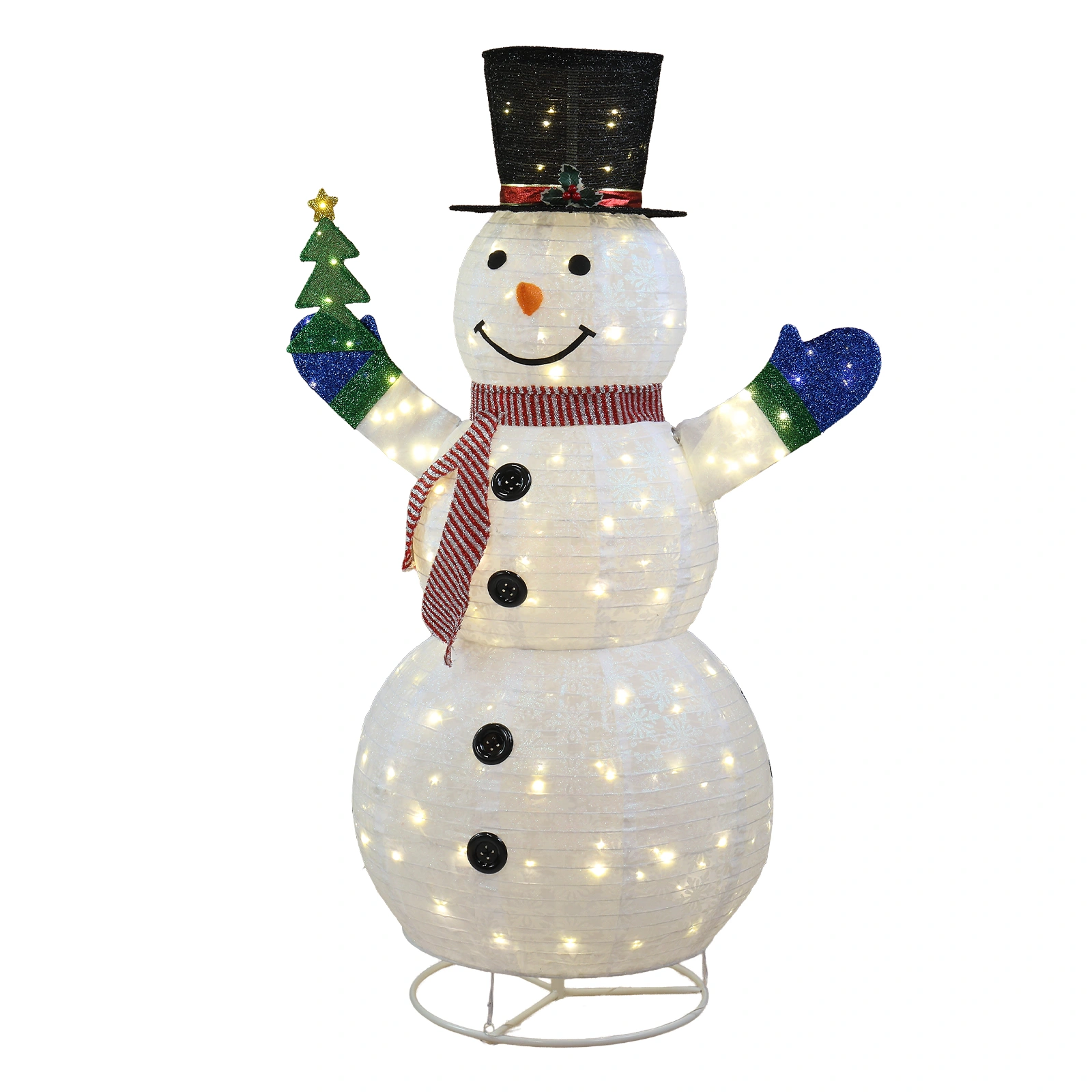 7M Lighted Snowman Holding Small Tree Pull Up Yard Decor, Pre-lit with 200 Warm White LEDs, for Xmas Outdoor Indoor Holiday Display, White view 2