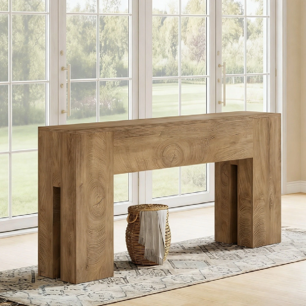 Modern Long Console Table for Living Room Entryway Hallway Sofa Table with Slim Profile Storage Shelf view 5