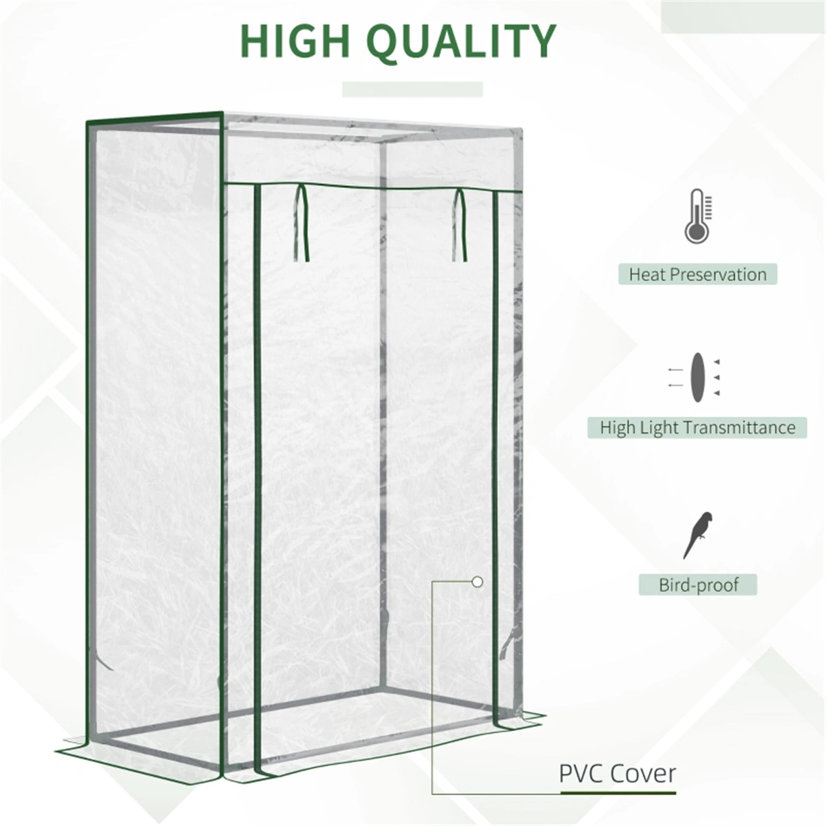 Mini Walk-In Greenhouse Portable Garden Plant Growing House Tent with Zippered Door PVC Cover view 2