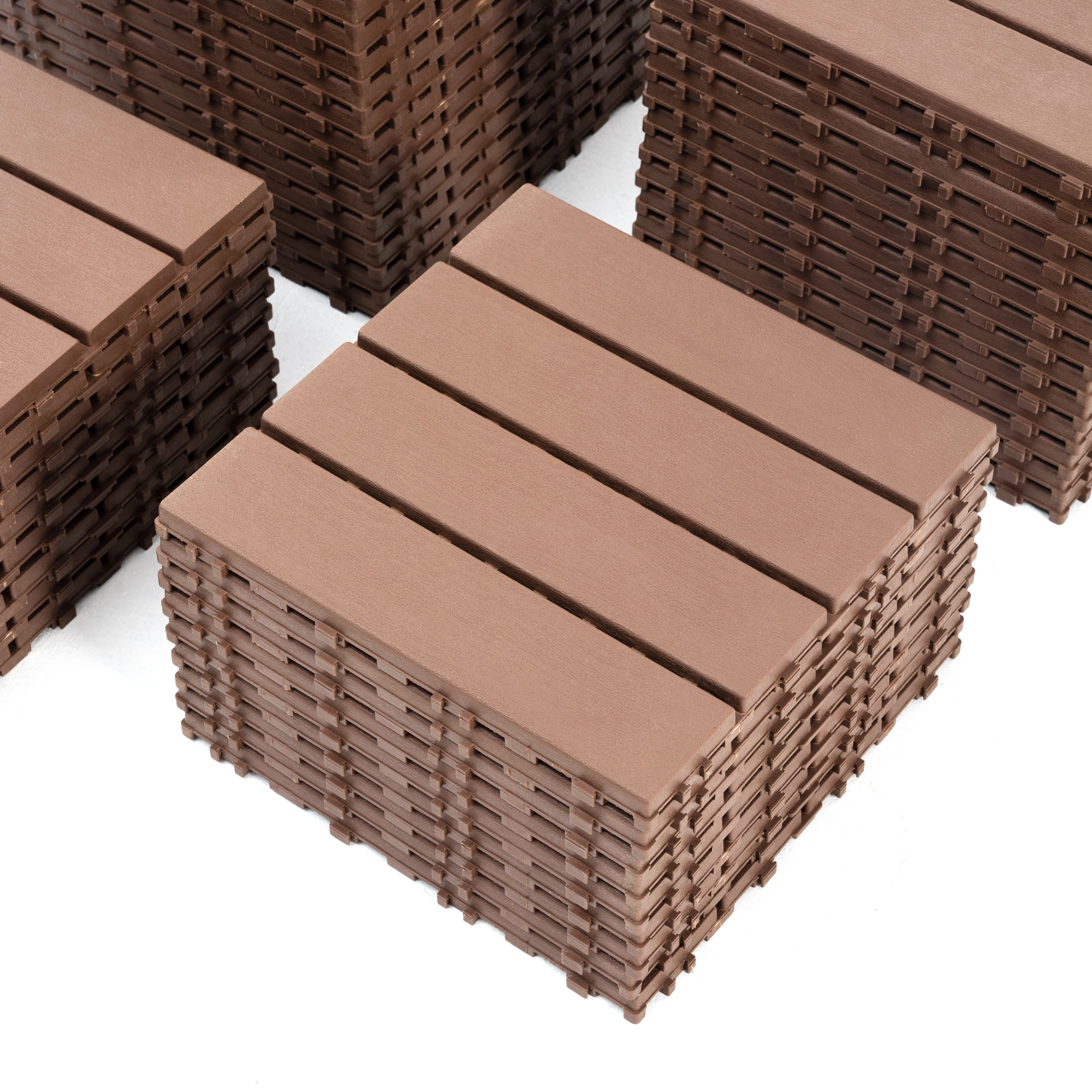 44 Pack Brown Interlocking Deck Tiles 12"x12", Waterproof Plastic Patio Tiles for Outdoor Poolside Balcony Backyard All Weather