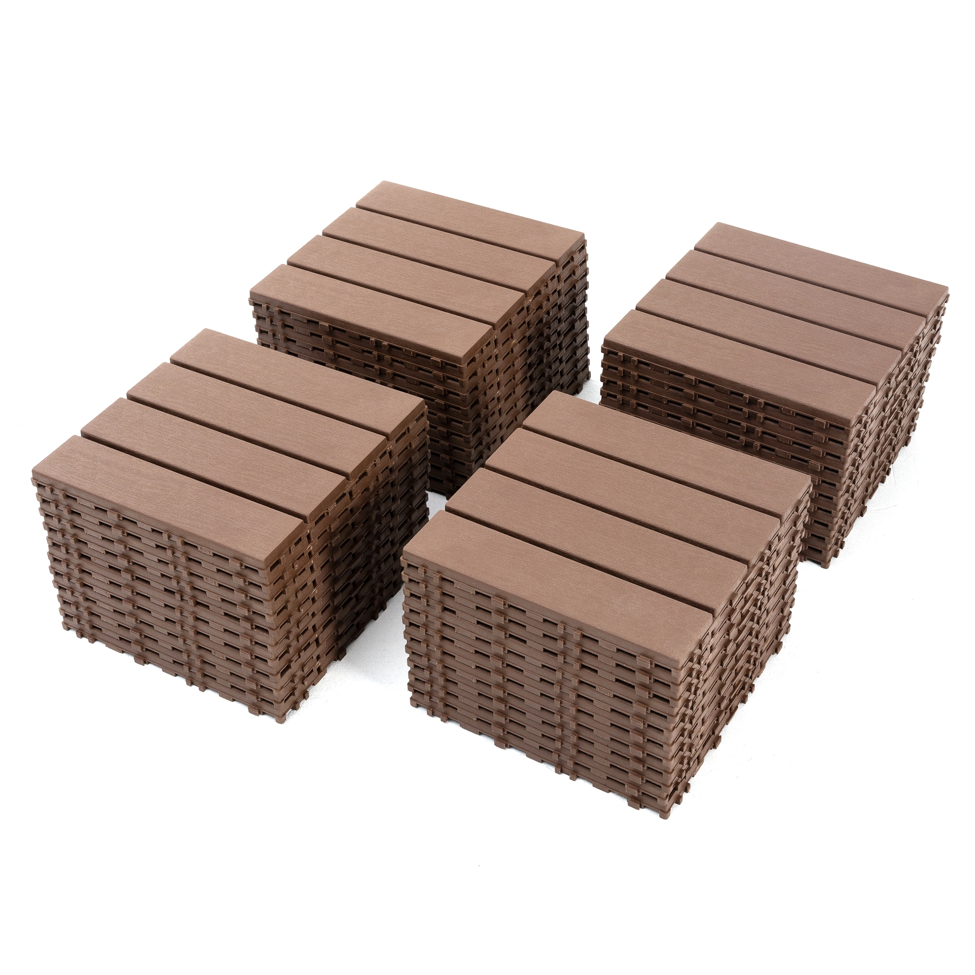 44 Pack Brown Interlocking Deck Tiles 12"x12", Waterproof Plastic Patio Tiles for Outdoor Poolside Balcony Backyard All Weather view 2