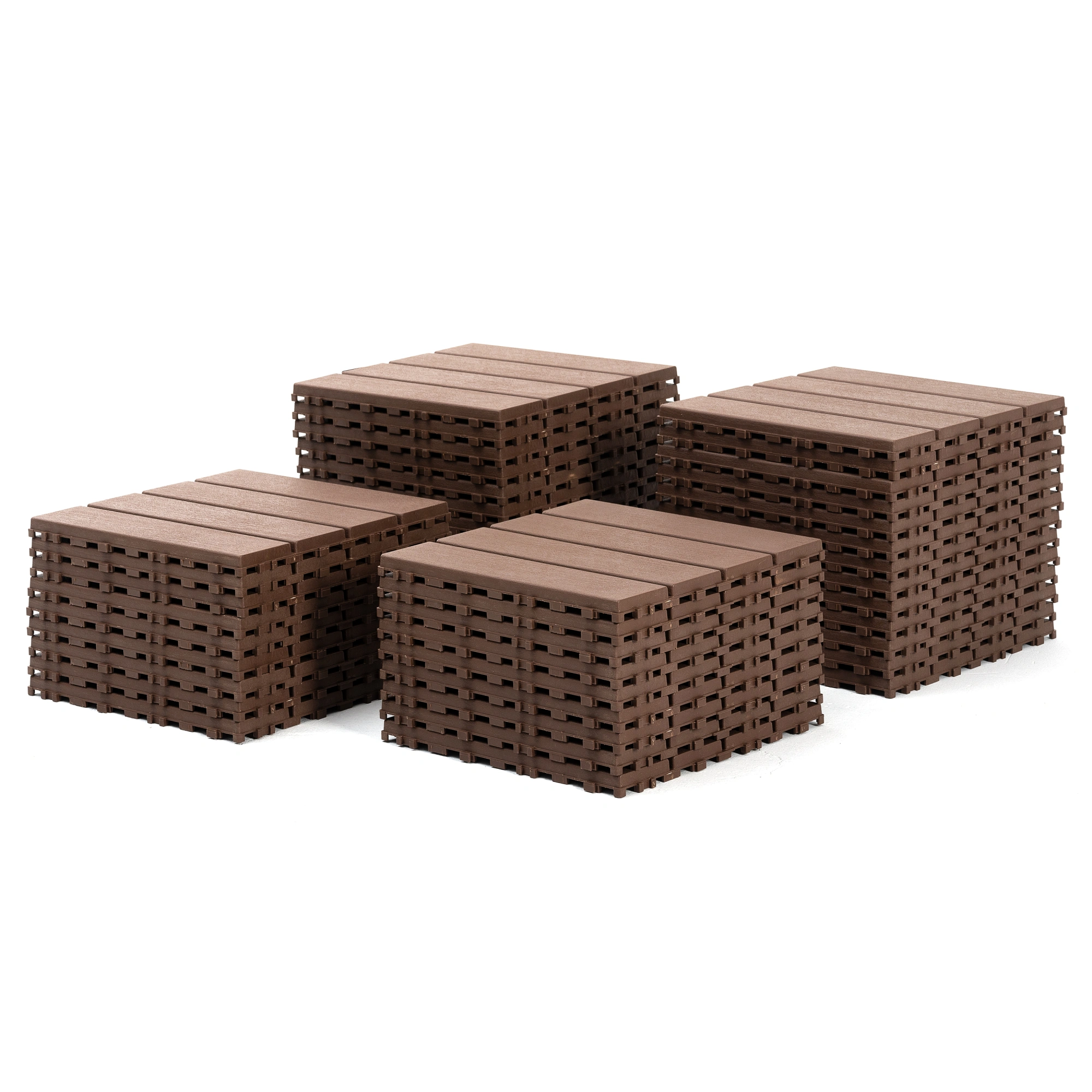 44 Pack Brown Interlocking Deck Tiles 12"x12", Waterproof Plastic Patio Tiles for Outdoor Poolside Balcony Backyard All Weather view 5