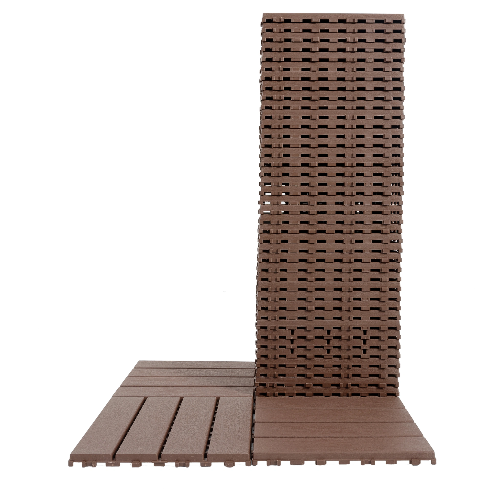 44 Pack Brown Interlocking Deck Tiles 12"x12", Waterproof Plastic Patio Tiles for Outdoor Poolside Balcony Backyard All Weather view 6