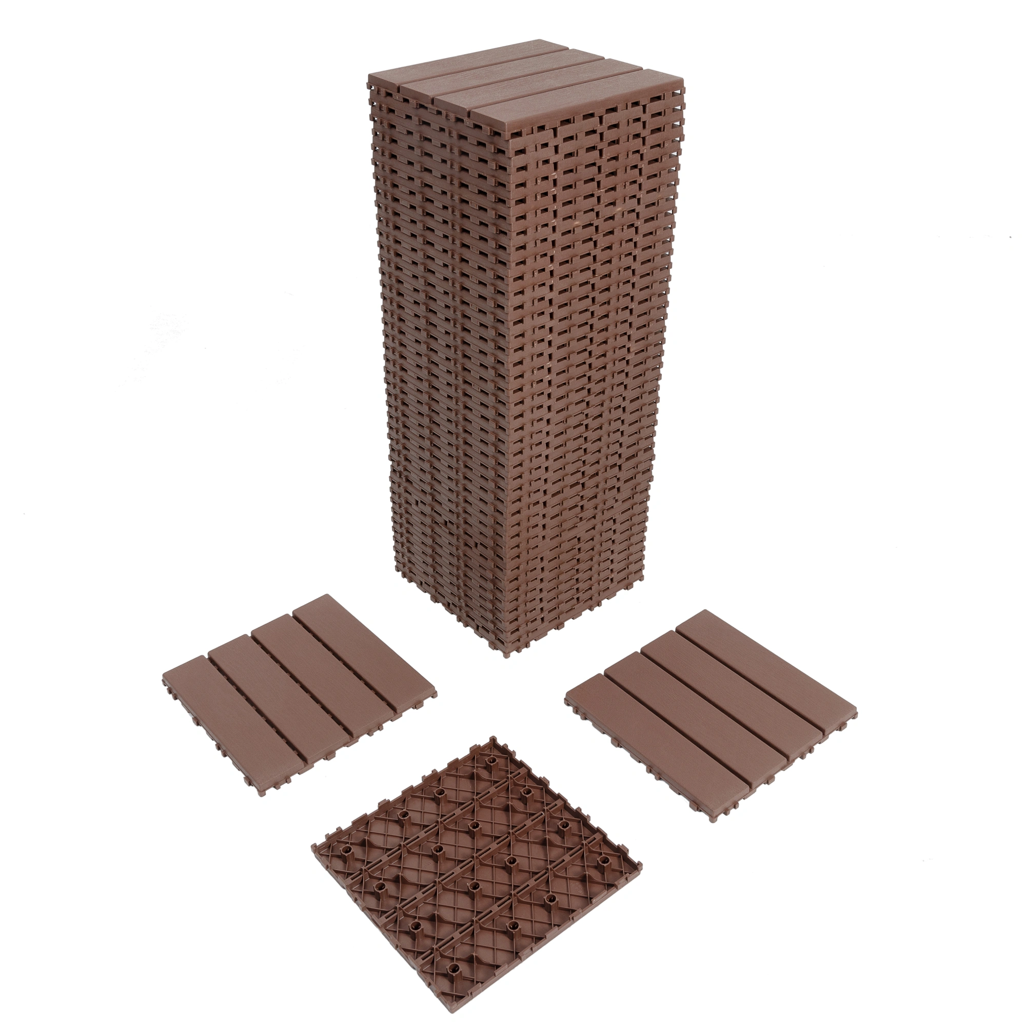 44 Pack Brown Interlocking Deck Tiles 12"x12", Waterproof Plastic Patio Tiles for Outdoor Poolside Balcony Backyard All Weather view 7
