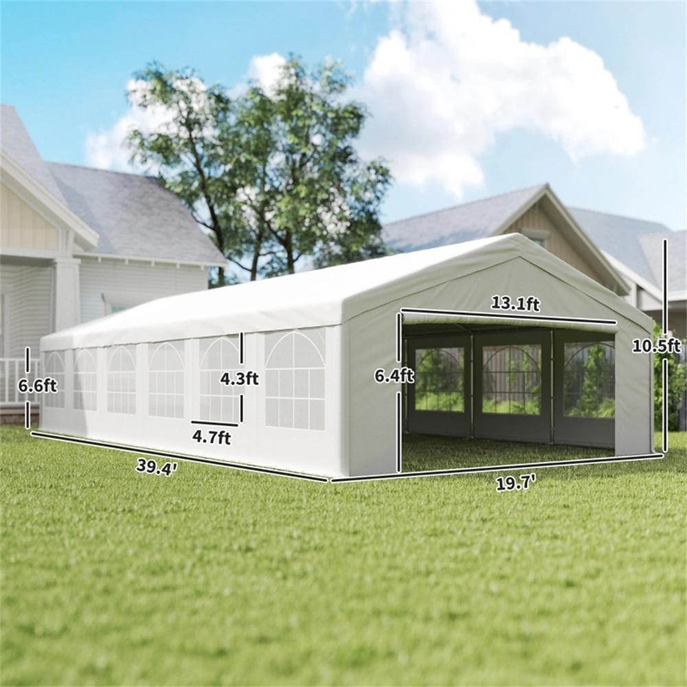 Portable Garage Car Shelter, Heavy-Duty Steel Frame Auto Cover with Waterproof PE Tarp, Detached Vehicle Storage Canopy view 2