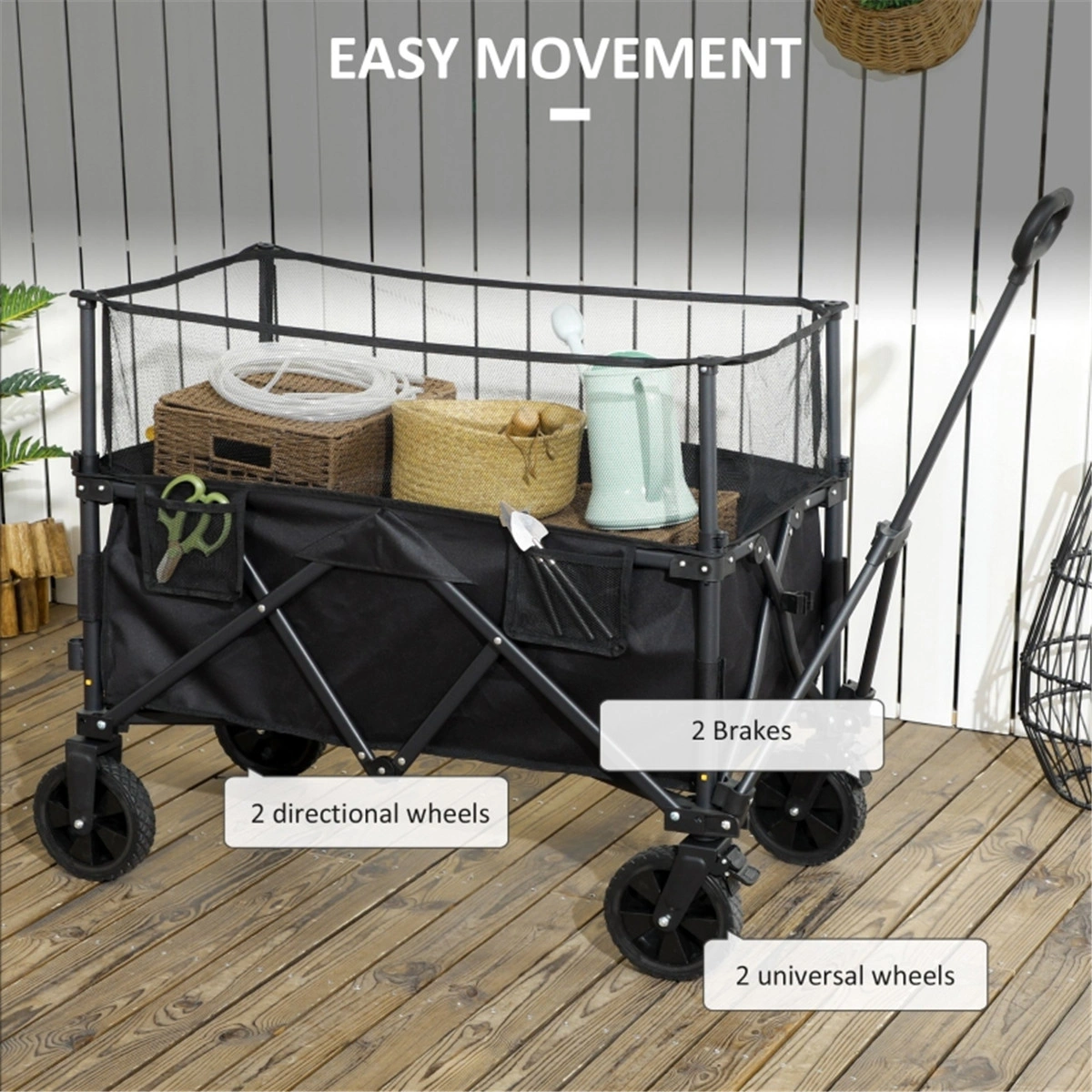 Utility Garden Cart 300LB Capacity Steel Frame 6 Cu Ft Bed 12" Wheels Black view 2