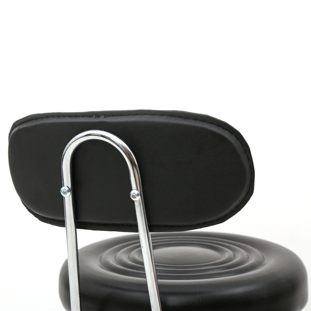 Round Shape Adjustable Salon Stool with Back and Line Black view 11