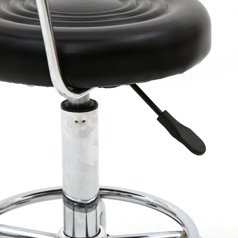 Round Shape Adjustable Salon Stool with Back and Line Black view 13