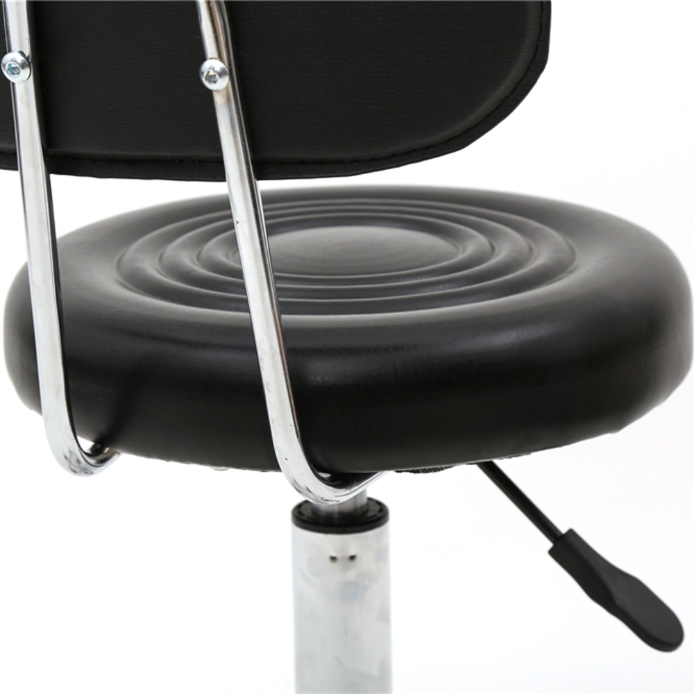 Round Shape Adjustable Salon Stool with Back and Line Black view 14