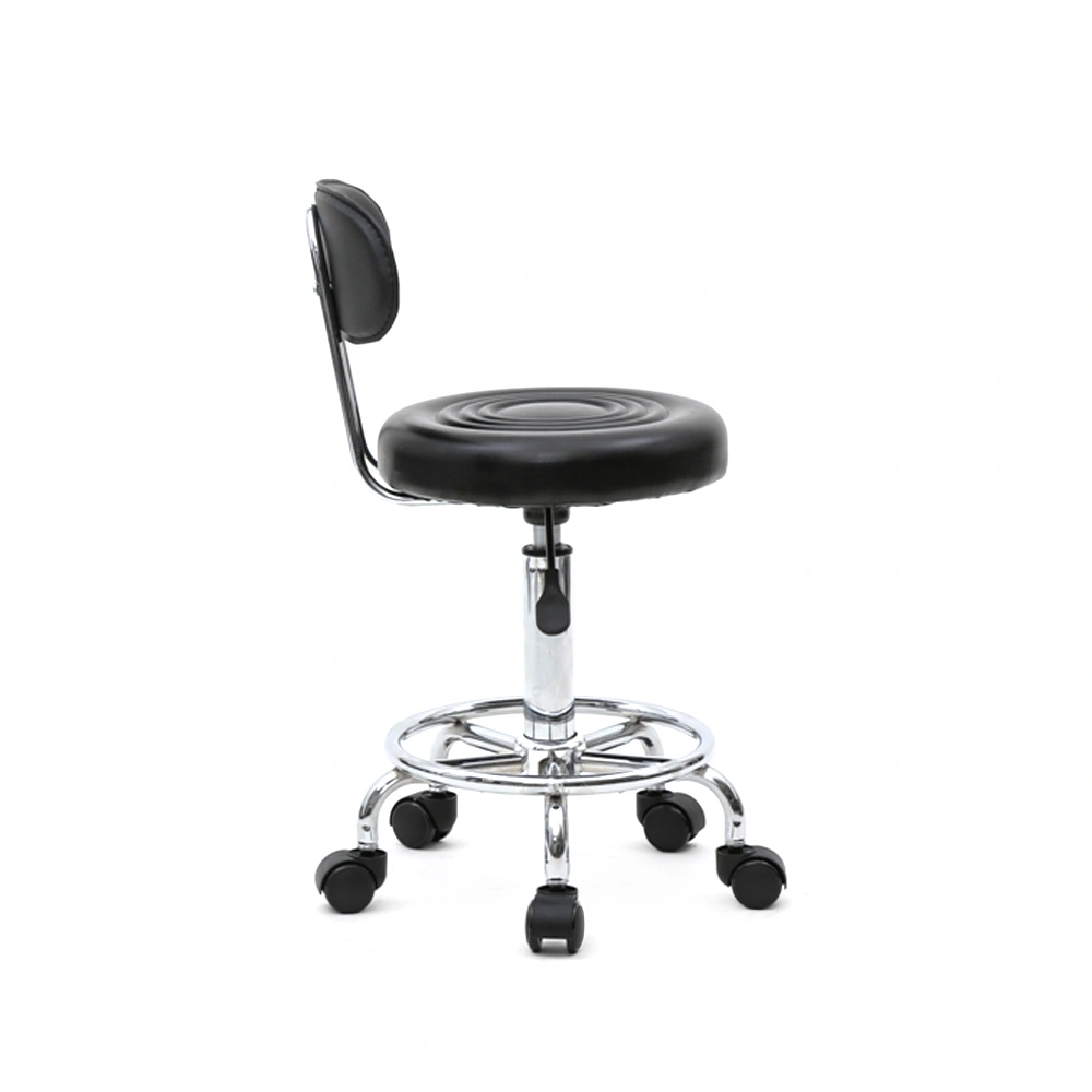 Round Shape Adjustable Salon Stool with Back and Line Black view 18