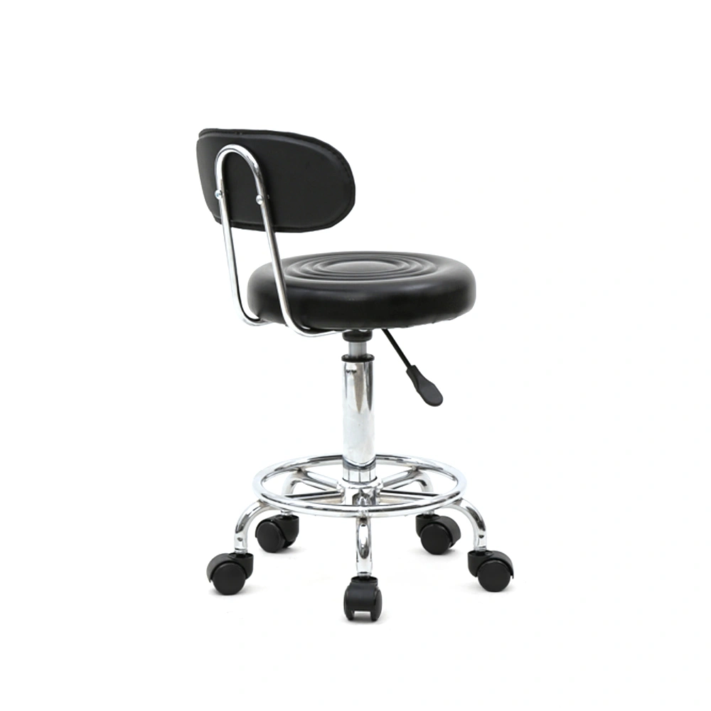 Round Shape Adjustable Salon Stool with Back and Line Black view 19