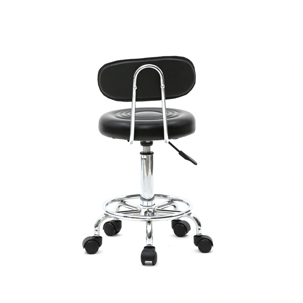 Round Shape Adjustable Salon Stool with Back and Line Black view 20
