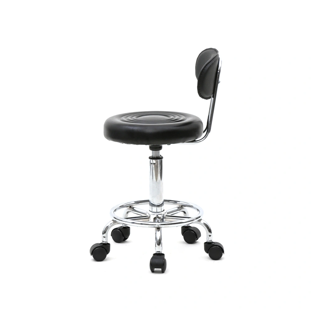 Round Shape Adjustable Salon Stool with Back and Line Black view 22