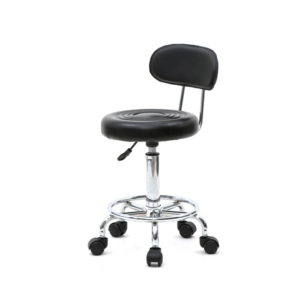 Round Shape Adjustable Salon Stool with Back and Line Black view 23