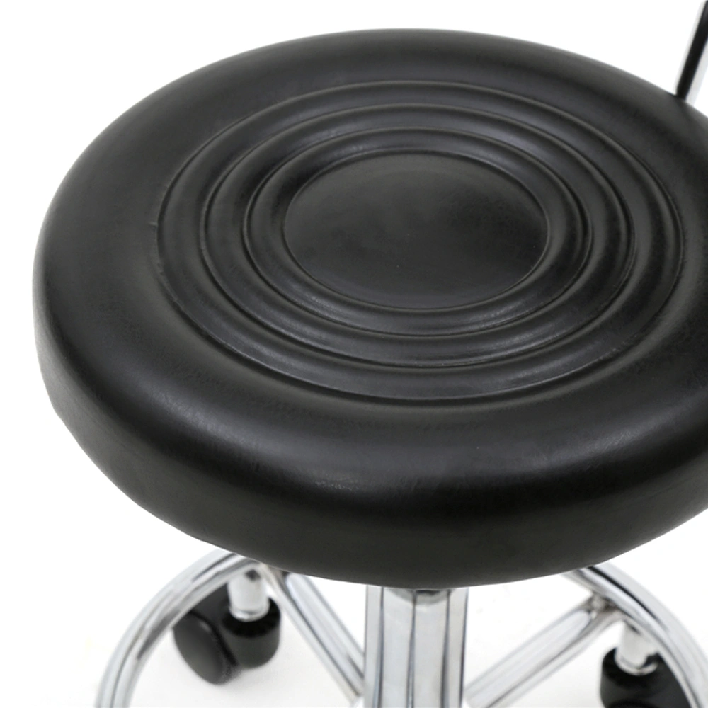 Round Shape Adjustable Salon Stool with Back and Line Black view 3