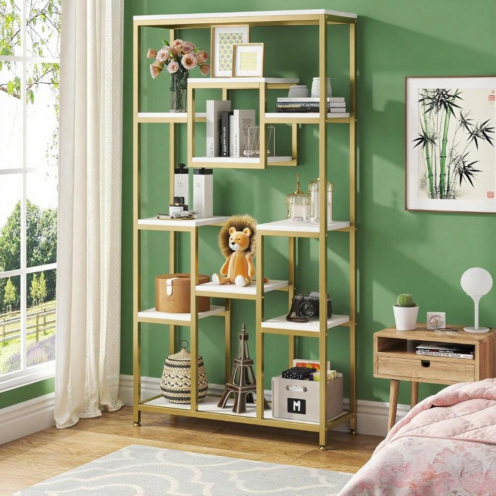 Modern Book Shelf Storage Cabinet, Open Front Organizer Rack for Home Office Living Room, Brown Wood Finish, Durable Engineered Wood view 5