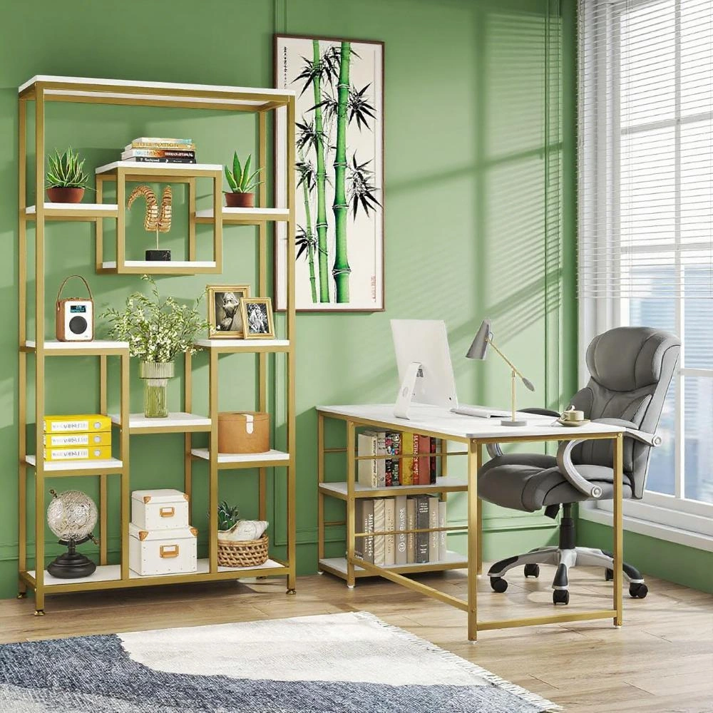 Modern Book Shelf Storage Cabinet, Open Front Organizer Rack for Home Office Living Room, Brown Wood Finish, Durable Engineered Wood view 6