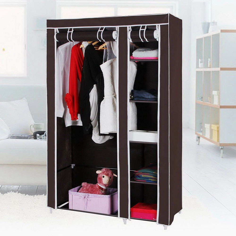 Portable Closet Organizer 67" Wardrobe with Non-Woven Fabric & Hanging Rod, Quick Assembly - Dark Brown view 3