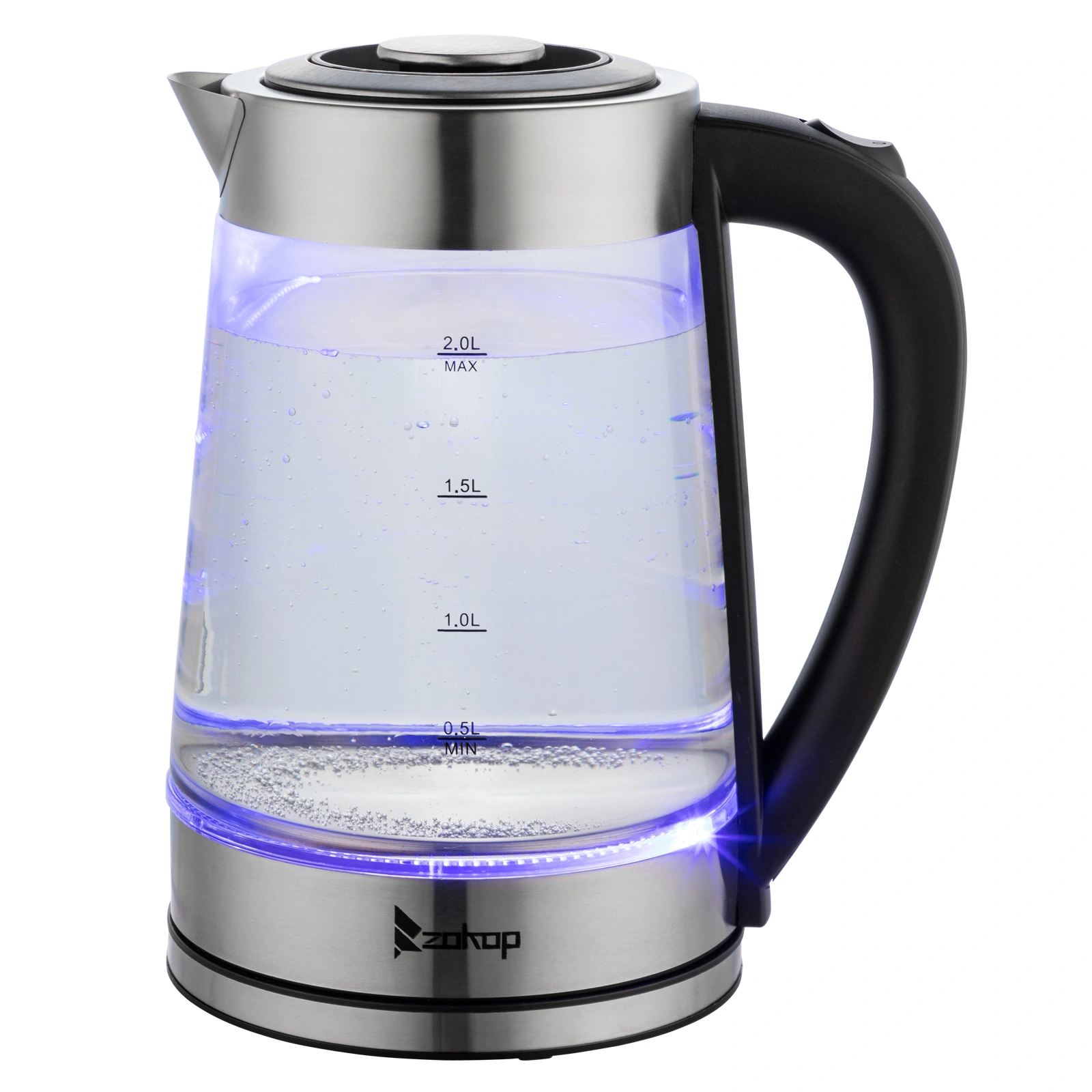 HD-250 Electric Kettle 2L Blue Glass 2000W 220V Fast Boiling Water Heater view 21