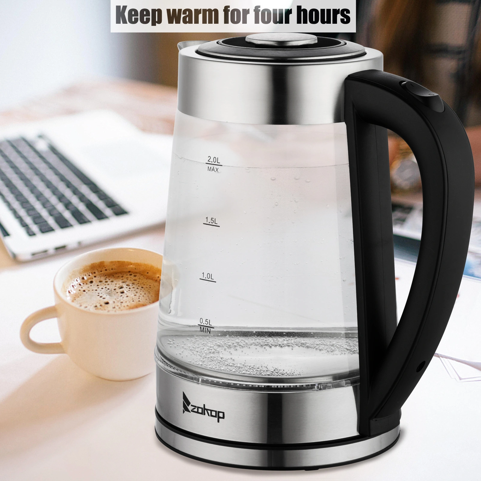 HD-250 Electric Kettle 2L Blue Glass 2000W 220V Fast Boiling Water Heater view 25