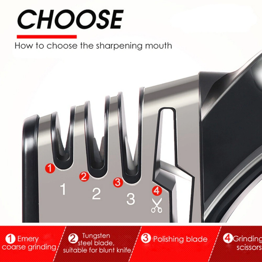 4-in-1 Diamond Knife Sharpener for Kitchen Knives & Scissors, Precision Stone Grinder Sharpening Tool