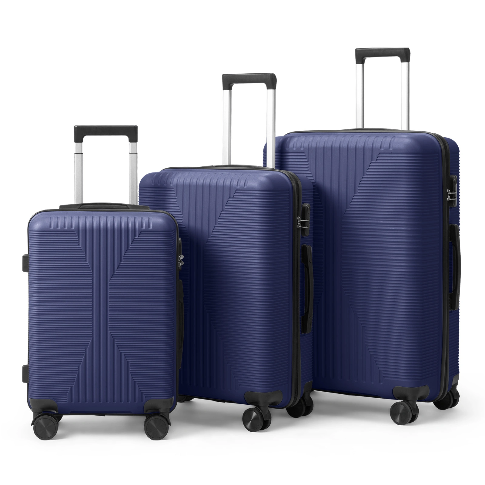 PP Trolley Case 20in 24in 28in 3PCS Suitcase Set Navy Blue view 12