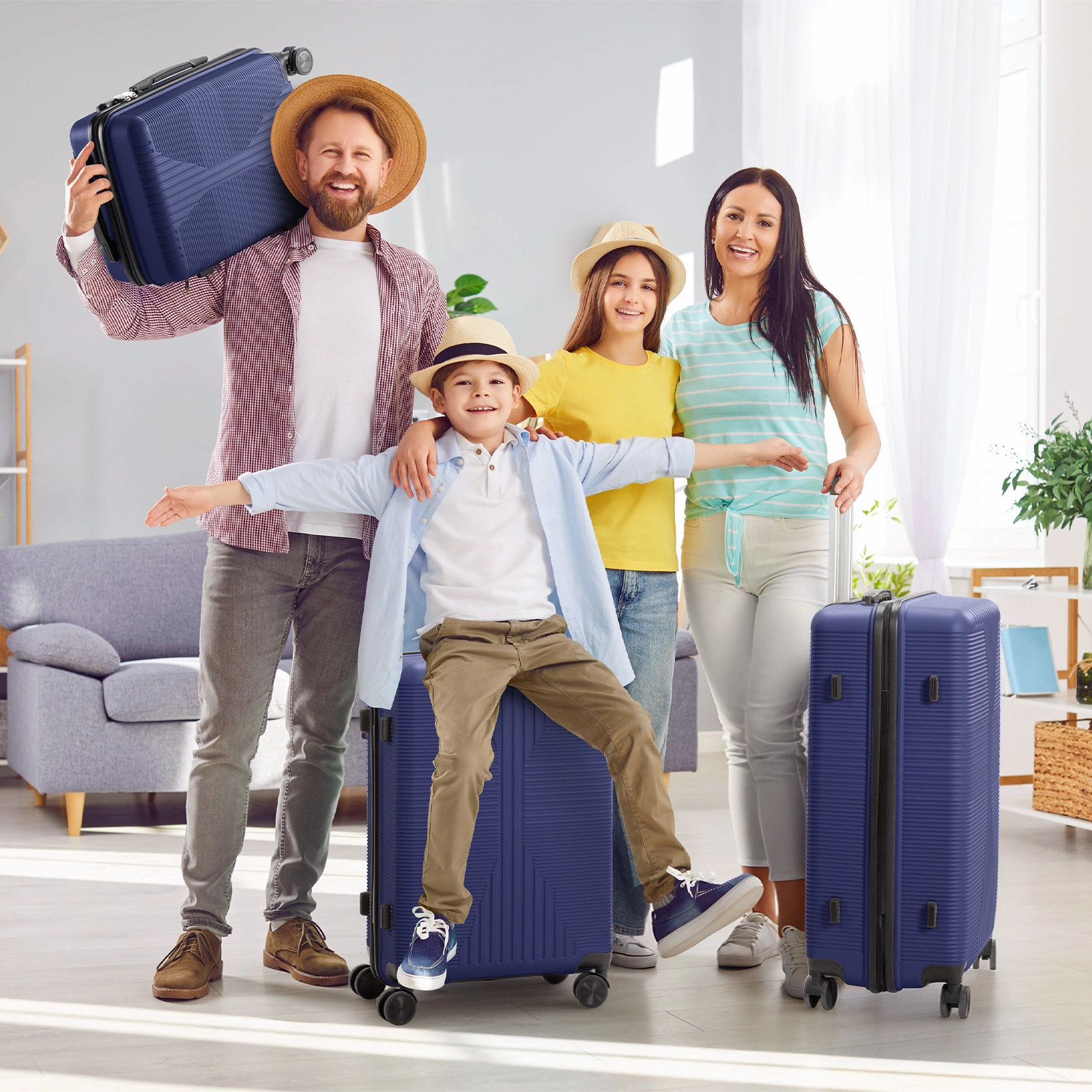 PP Trolley Case 20in 24in 28in 3PCS Suitcase Set Navy Blue view 15