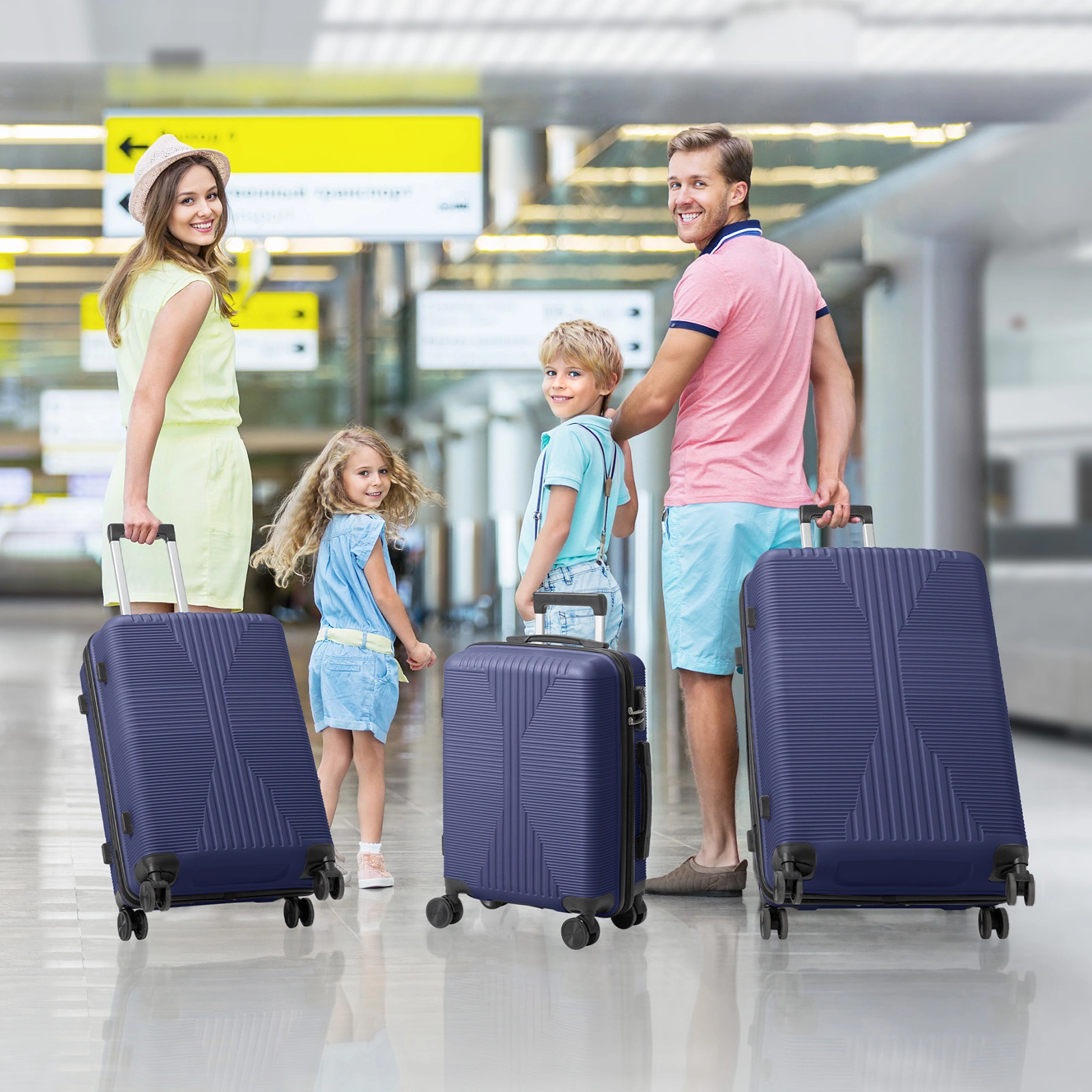 PP Trolley Case 20in 24in 28in 3PCS Suitcase Set Navy Blue view 16