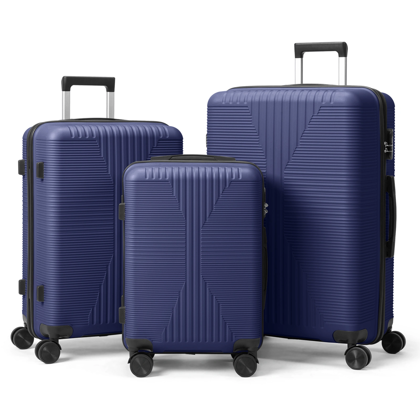 PP Trolley Case 20in 24in 28in 3PCS Suitcase Set Navy Blue view 24