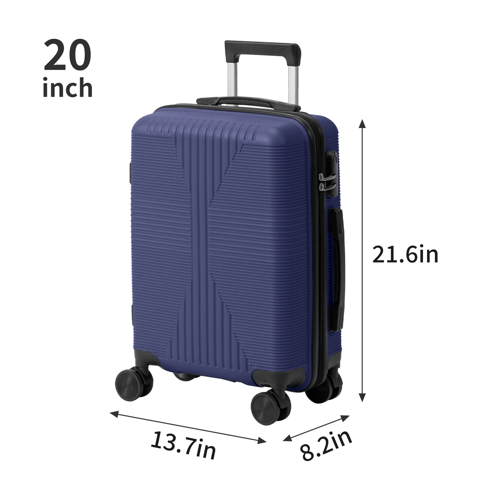 PP Trolley Case 20in 24in 28in 3PCS Suitcase Set Navy Blue view 3