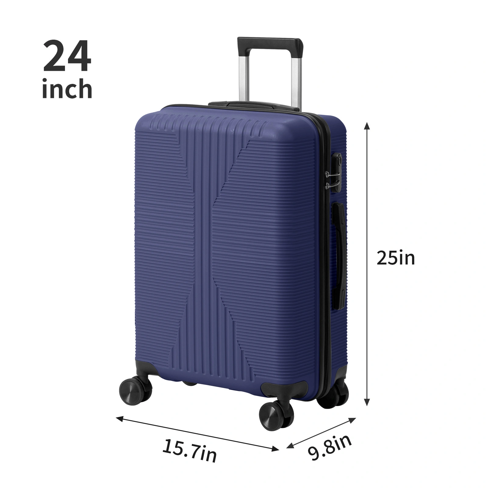 PP Trolley Case 20in 24in 28in 3PCS Suitcase Set Navy Blue view 4