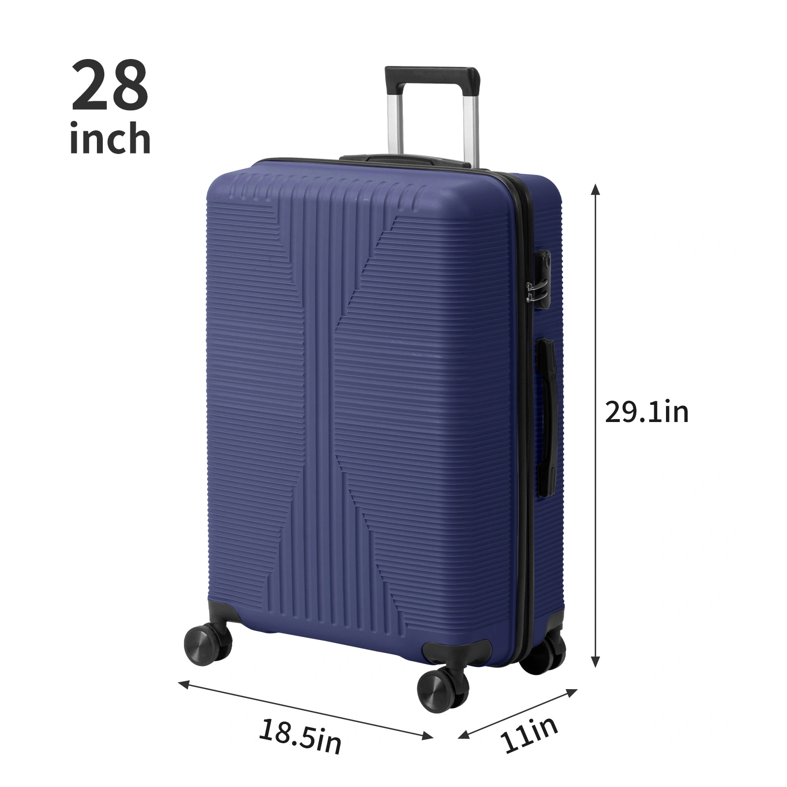 PP Trolley Case 20in 24in 28in 3PCS Suitcase Set Navy Blue view 5