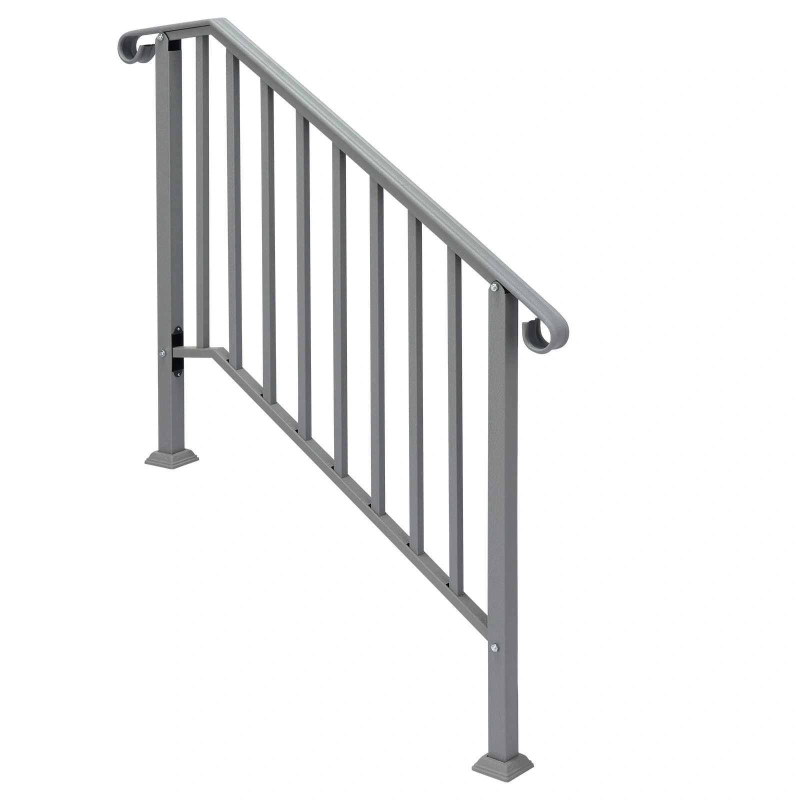 Silver Outdoor 3-Step Iron Handrail
