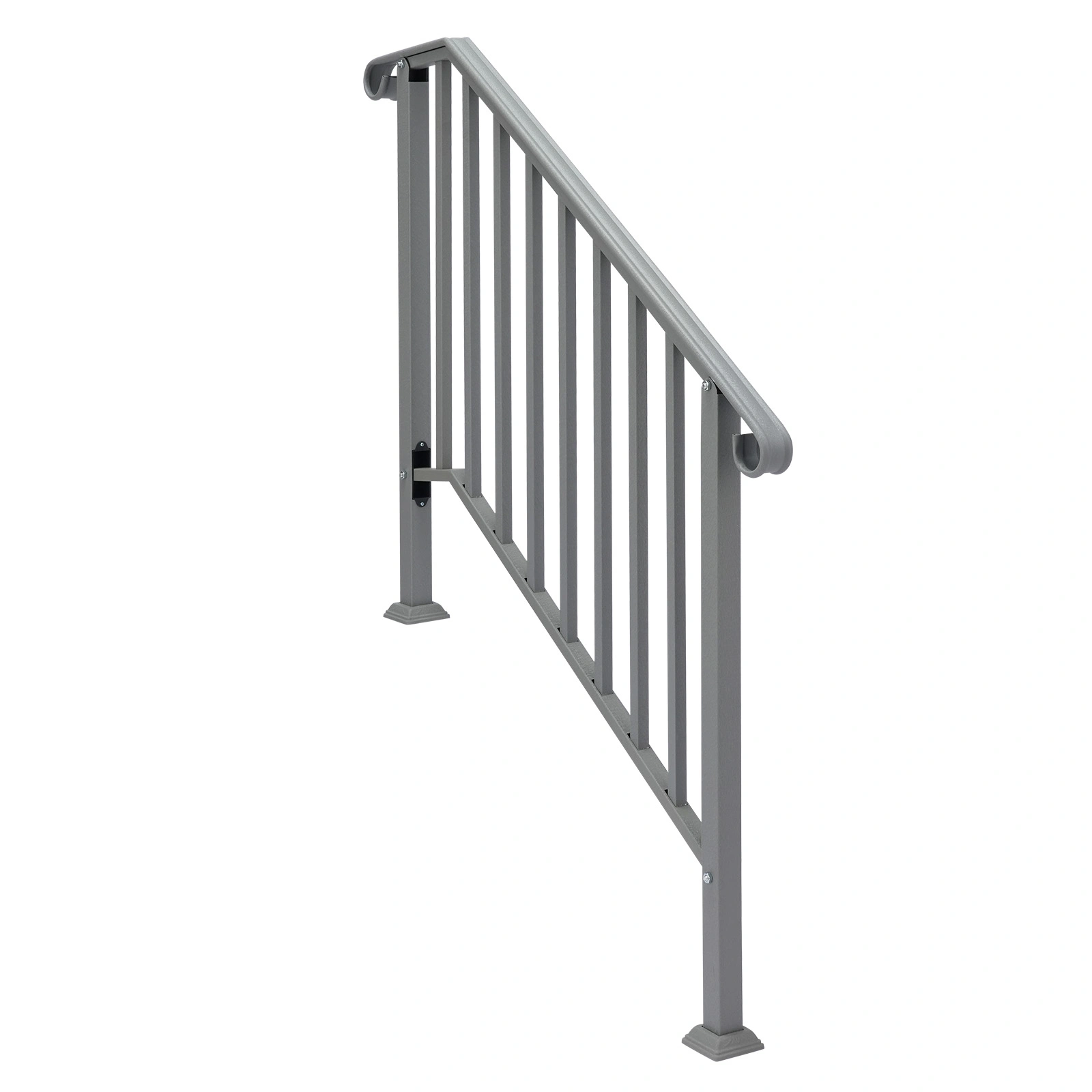 Silver Outdoor 3-Step Iron Handrail view 3