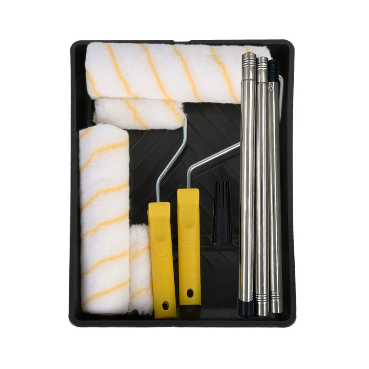 Paint Roller Set with Extension Pole & Tray, Roller Sleeves & Paint Brush for Walls Ceilings Interior